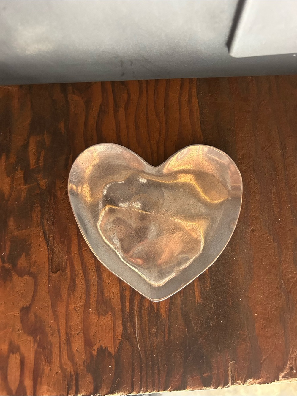 Pottery Barn Heart-Shaped Decorative Dish - Iridescent Silver